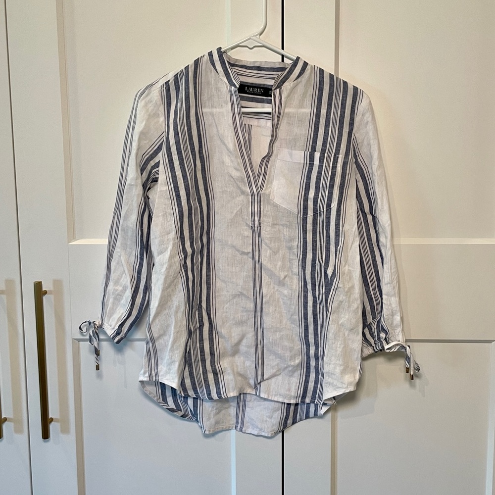 Ralph Lauren Linen Tunic Style Top with Pocket